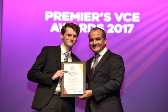 Michael Simpson receives Premier VCE Award