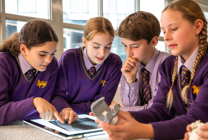 Students in science class