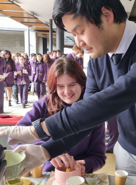 Hazel and Mr Ye making matcha