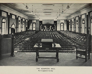 The interior of Adamson Hall with seating