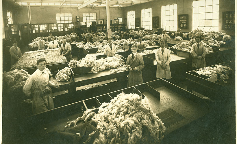 Wesley College wool sorting class