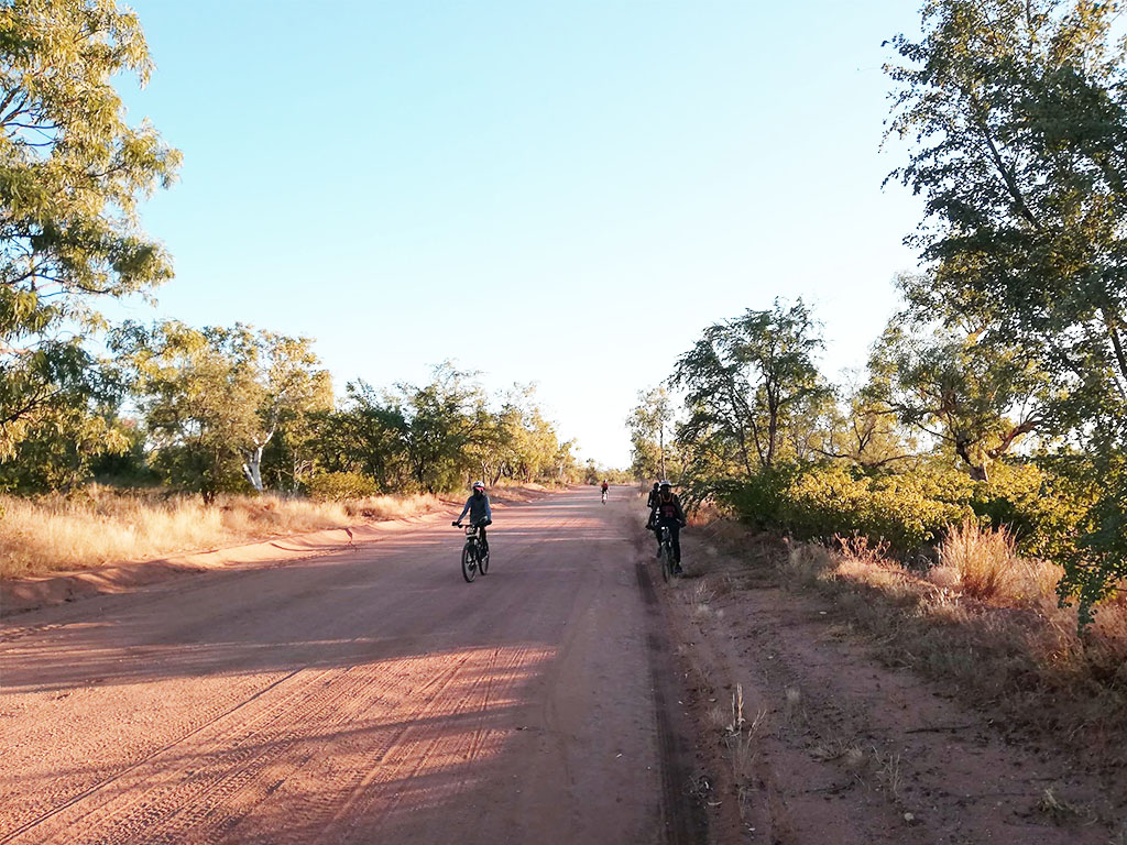Two bike riders in outback Australia 